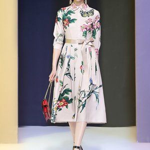 Cotton and linen wrap-waist dresses